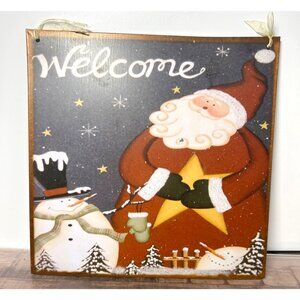 Santa & Snowman Welcome Sign For Christmas Decor